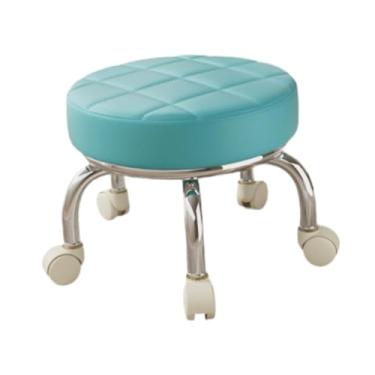 Imagem de Generic Banco de assento baixo giratório 360° com polia, banco baixo para pedicure feminino, banco para trabalhos domésticos pesados para salões, sala de, Azul