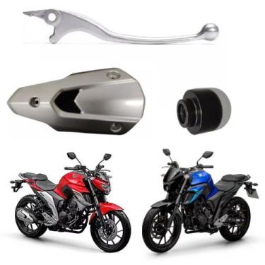 Imagem de Manete Freio + Protetor Escape + Peso Guidão Fz25 Fazer 250 2018 2019 