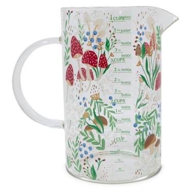 Imagem de Copo medidor de cogumelo grande Steel Mill & Co para líquido, copo de vidro de 1000 ml, acessórios de cozinha Cottagecore/hippie/Fairycore, cogumelo