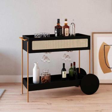 Imagem de Carrinho Bar 1 Gaveta 112cm com Porta Taças Pés em Metal - Artesano SE