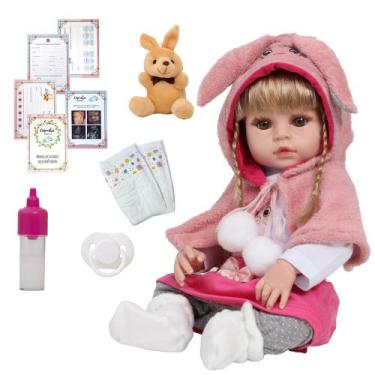 Imagem de Bebê Reborn 100% Silicone Princesa Coelhinha Loira + Itens - Cegonha R