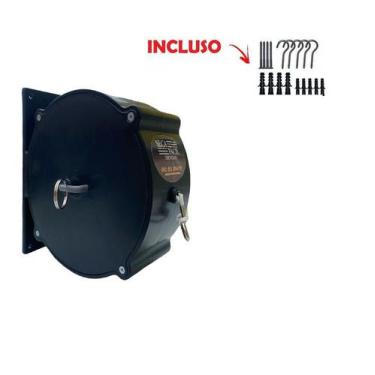 Imagem de Varal Recolhível Trevisan Retrátil De Parede 30m Preto Seca Fácil