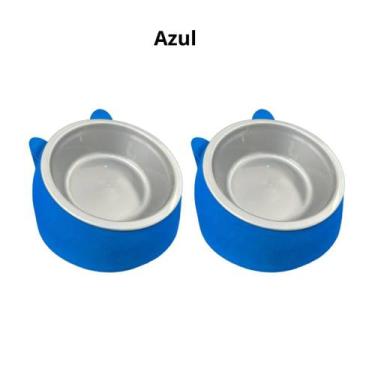 Imagem de Kit 2 Comedouro ergonômico orelha gatinho 2 em 1 postura correta - 2d 