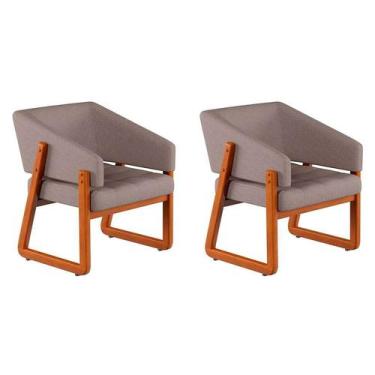 Imagem de Conjunto com 2 Poltronas Air Linho Cinza e Amêndoa - Mobly
