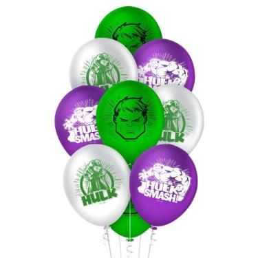 Imagem de BALAO LATEX REDONDO 9 pol. DECORAÇÃO HULK 25 un. - Regina festa