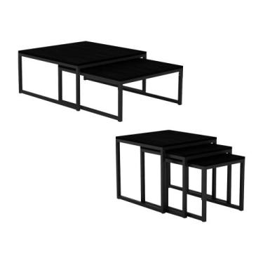 Imagem de Kit Industrial Duo Mesa De Centro Catarina 35x135 E Trio De Mesa Later