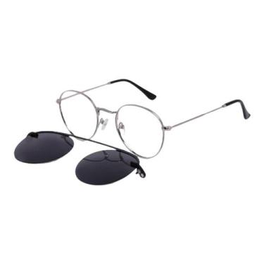 Imagem de Armação Óculos Grau Feminino Letícia 2 em 1 Clipon Prata - Palas Eyewe