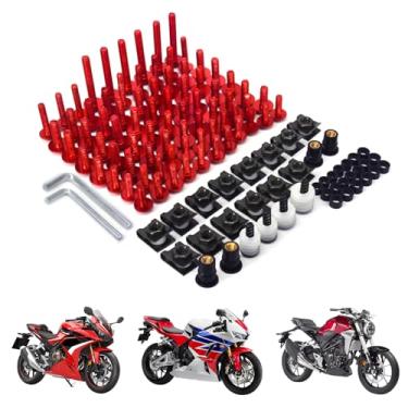 Imagem de AnXin Kit de parafusos de carenagem de motocicleta 116 peças de parafusos de fixação CNC universal para CBR600RR CBR1000RR CBR1100XX CBR250R/300R/500R/650R/954RR CB300R/400F/500F/650R GSXR 600 750