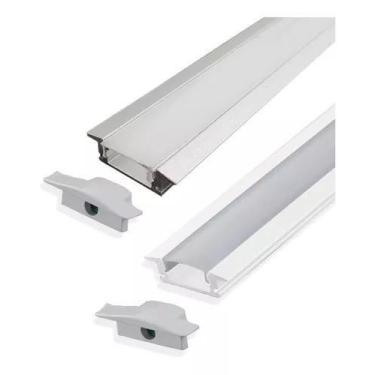Imagem de Kit 3 Metros Perfil Embutir Led 24mm Aluminio P/moveis Gesso - Bela Ho