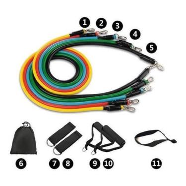 Imagem de Kit Elástico Para Treino Exercícios Malhar Musculação Casa - Resistanc