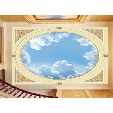Imagem de Papel De Teto Céu ul Nuvens Moldura Impressa 3,5M Rof25 - Você Decora