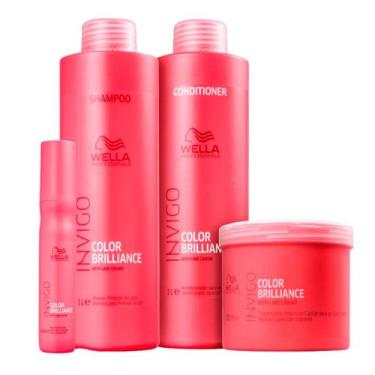 Imagem de Kit Brilliance Shampoo Condicionador Máscara e Li Balm - Wella - Wella