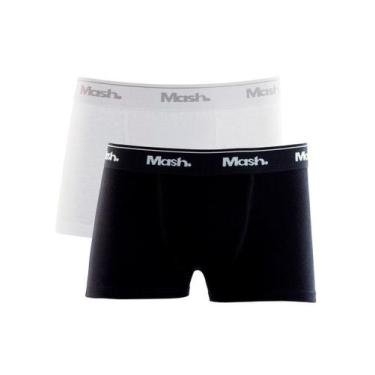 Imagem de Kit com 2 cuecas boxer mash 110.07 infantil, Branco, Preto, M