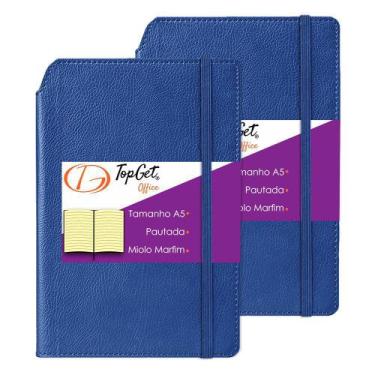 Imagem de Kit 2x Caderneta Smart 14X21cm 96 Fls Pautadas Azul - TopGet