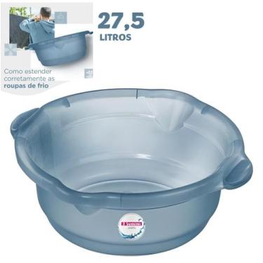 Imagem de Bacia Plástica 27,5 Litros Para Limpeza Casa Lavanderia Roupas Com Peg
