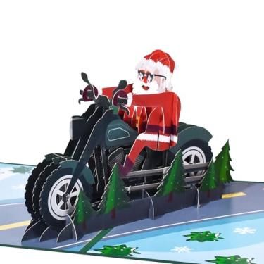 Imagem de GREETING ART Cartão de Natal pop-up 3D - Cartão de felicitações 3D, Cartão Popup Merry com envelope e etiqueta de mensagem, cartão de Natal, cartão de férias, (Papai Noel locomotiva, 20 x 15 x 0,3 cm)