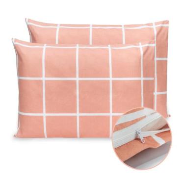 Imagem de Kit 2 Fronhas Estampadas 90x50cm C/ Zíper 400 Fios Toque Acetinado Per