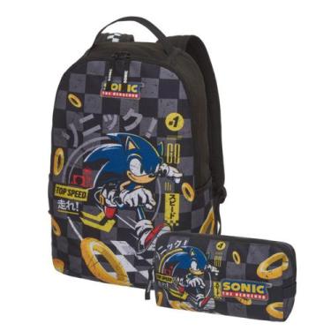 Imagem de Kit Sonic Mochila Costas Sonic Top Speed + Estojo Sonic Top Speed Paci