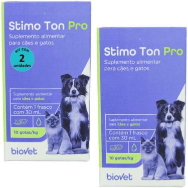 Imagem de Stimo Ton Pro 30ml Para Cães e Gatos Biovet Kit Com 2
