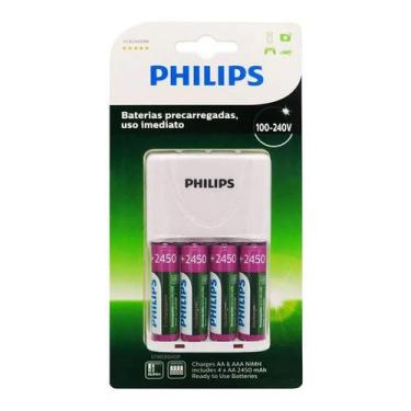 Imagem de Carregador Philips com 4 Pilhas AA 2450mAh Recarregáveis