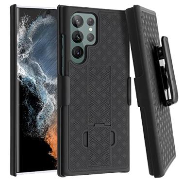 Imagem de Fingic Compatível com Samsung Galaxy S22 Ultra Coldre Combo Shell Slim Rugged Case com suporte giratório clipe de cinto coldre capa à prova de choque para Samsung Galaxy S22 Ultra 5G (6,8 polegadas)