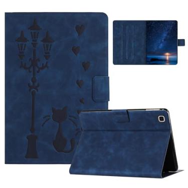 Imagem de Rosbtib Capa para Samsung Galaxy Tab S6 Lite 2024/2022/2020, capa protetora para suporte com vários ângulos de visão, capa com 4 porta-cartões para Galaxy Tab S6 Lite - Streetlight Cat Blue