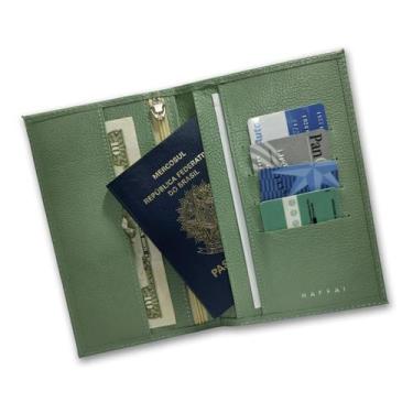 Imagem de Carteira Porta Passaporte Couro RFID Blocking 19-R Raffai Couros, Verd