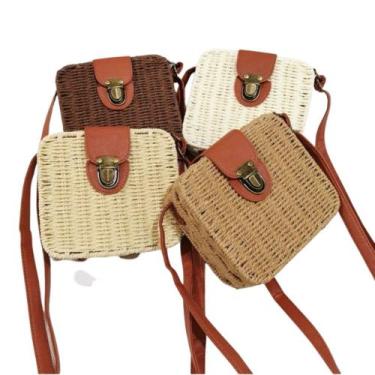 Imagem de Bolsa de Palha quadrada blogueirinha com forro interno e alça - FG, Ce
