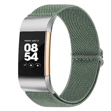 Imagem de Oumida Pulseira de nylon elástica compatível com Fitbit Charge 2 para mulheres e homens, pulseiras esportivas trançadas macias ajustáveis para Fitbit Charge 2 Fitness (Sage Green)