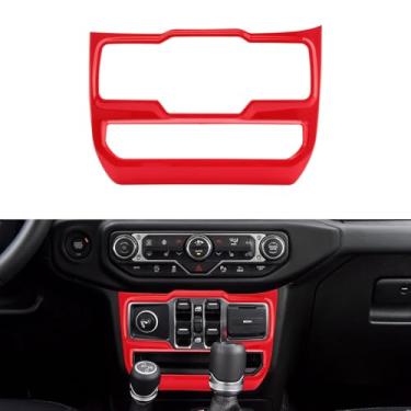 Imagem de Zekrom Painel de interruptor de painel de painel central para Jeep Wrangler JL JLU 2018-2024 Acessórios interiores painel painel central painel de controle capa de acabamento (vermelho)