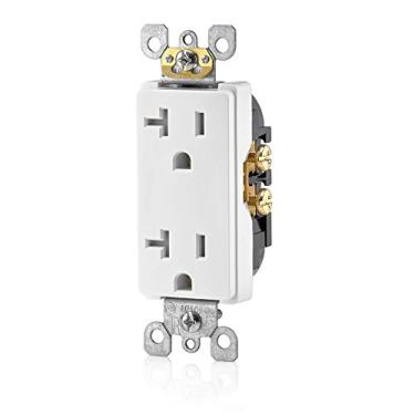 Imagem de Leviton 20 Amp Decora Tomada Elétrica Duplex Resistente à Violação, T5825-W, Branca