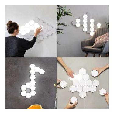 Imagem de Luminária Hexagonal LED Sem Fio com Controle - Decoração Modular e Mod