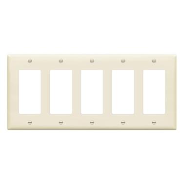 Imagem de Interruptor de luz decorativo Enerlites ou placa de parede de saída receptáculo, policarbonato termoplástico inquebrável, tamanhos 5-Gang 4,50" x 10,03", cores pretas brancas, Light Almond