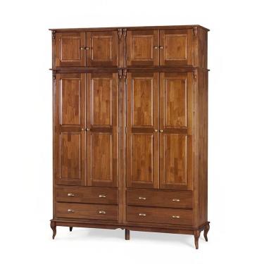 Imagem de Roupeiro 4 Portas E 4 Gavetas Com Maleiro Hannover M560823 Cor Imbuia - Verniz