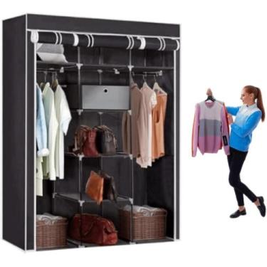 Imagem de Guarda Roupa Portátil Dobrável com Prateleiras Reforçadas e Zíper - Or