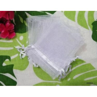 Imagem de 100 saquinhos de organza Fita Cetim Branco 10x13 - OKABOX