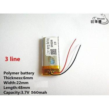 Imagem de Bateria 3 Fios 3,7v 560mah  6mm X 22mm X 48mm - KMIG