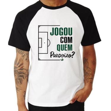 Imagem de Camiseta Raglan Jogou com quem parceiro - Foca na Moda, Branco, Preto,