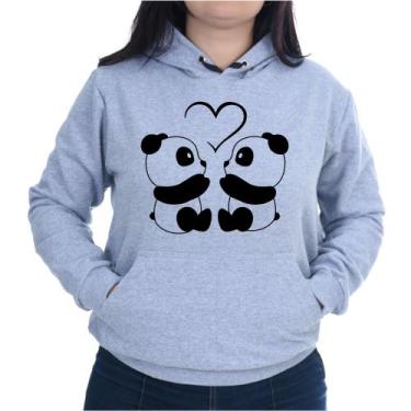 Imagem de Blusa Moletom Feminina Canguru Flanelado Casual Casal Panda - Markelly