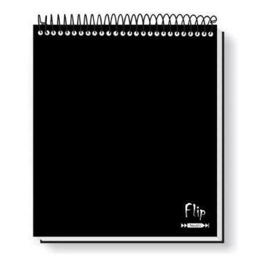 Imagem de Caderno Para Canhotos 10 Matérias 160 Fls Flip Neutro Preto - Tamoio