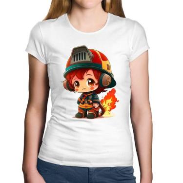 Imagem de Baby Look Algodão Bombeiro Mirim - Foca na Moda, Branco, G