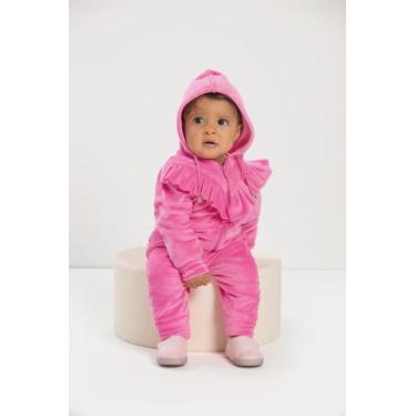 Imagem de Conjunto Longo Plush Capuz Bebe Menina Luxo Lessa Kids 7722, M  ( 6 - 