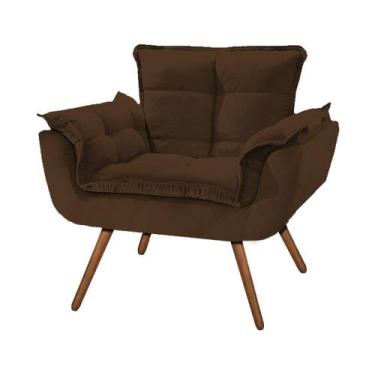 Imagem de Poltrona Opala MARROM Suede Pés Palito Decorativa Sala de Estar, Consu