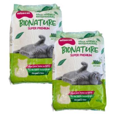 Imagem de Areia Higiênica De Mandioca Para Gatos Wisecat 4kg kit 2Un