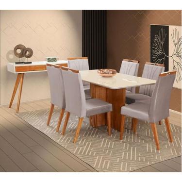 Imagem de Mesa de jantar + 6 Cadeiras Milão tampo Atenas 180 cm Peach - Gran Dec