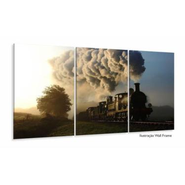 Imagem de Quadros Decorativos Locomotiva - Trem 6120x60 3 peças em Tecido - Wall