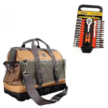 Imagem de Bolsa Maleta Lona 23 Bolso Fundo Borracha Jogo Chave Catraca - Lee Too