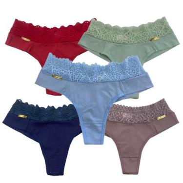 Imagem de Kit 5 Calcinha Renda Conforto Alta Qualidade em Microfibra Lingerie Mo