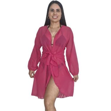 Imagem de Chemise saída de praia Kimono manga bufante com cinto - Tropicana Moda