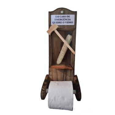 Imagem de Porta Papel Higienico Rustico de Madeira com Parafuso - Hp Decor